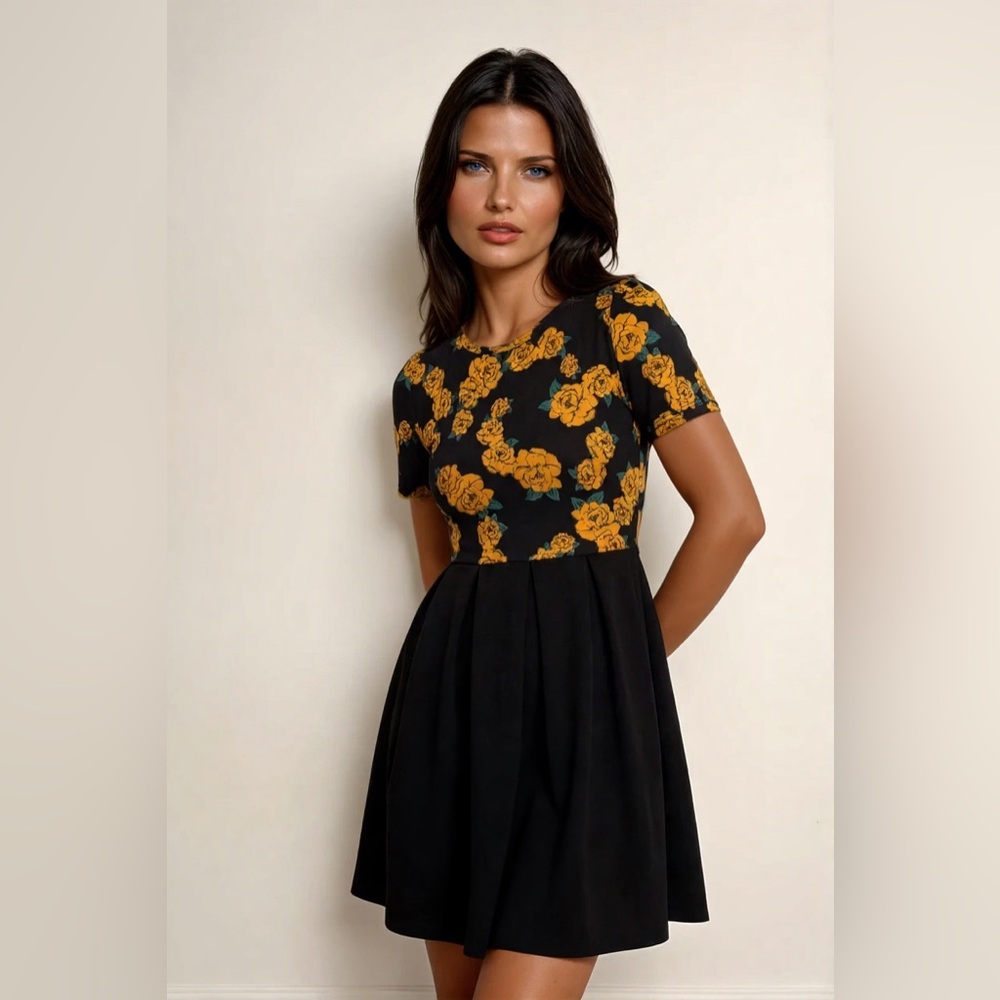 LulaRoe black and yellow floral dress